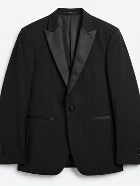 ZARA Wool Blend Black Suit Jacket Men’s 40